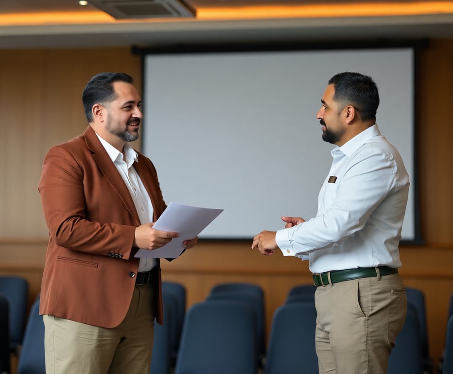 Curso Corretor Elite mostrando Jean Lorbroker em uma apresentação sofisticada com plateia atenta