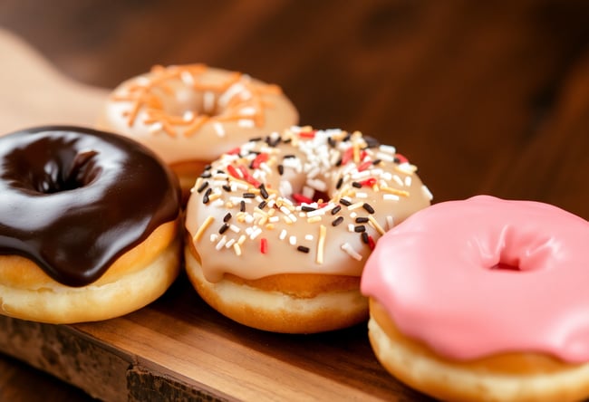 Gourmet Donut Assortment on Rustic Board