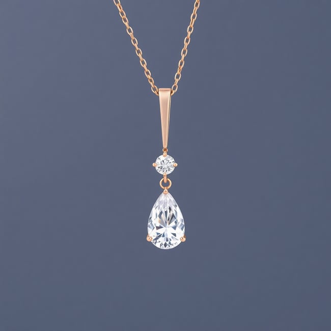 Rose Gold Teardrop Diamond Necklace