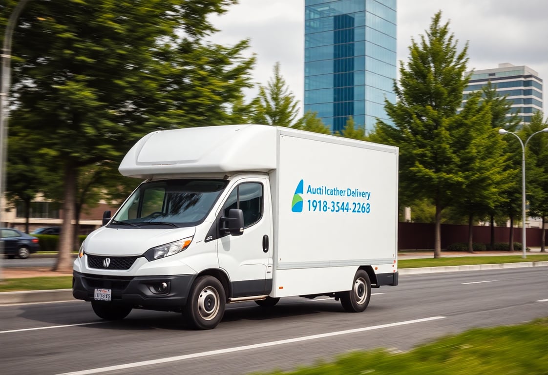 Modern delivery truck on the road