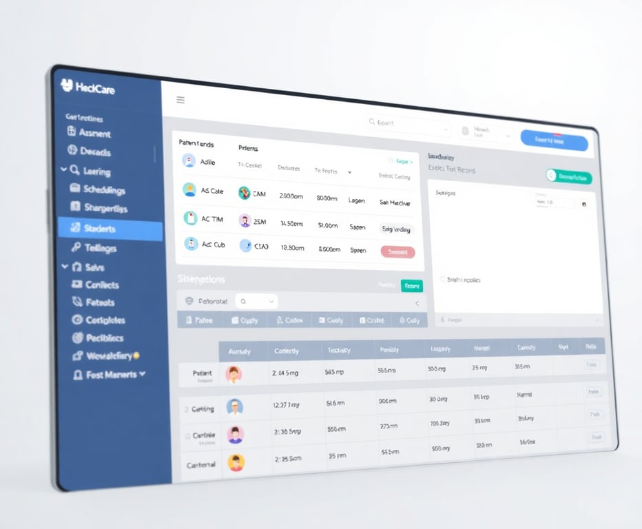 Healthcare management system showing patient records and scheduling interface