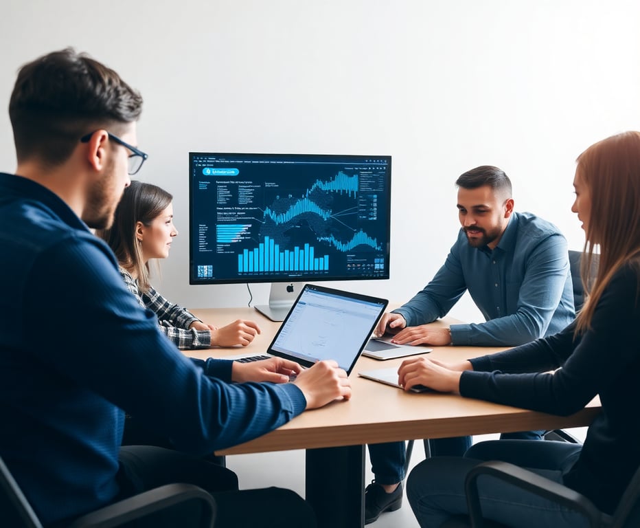 Team of IT consultants collaborating on cloud solutions