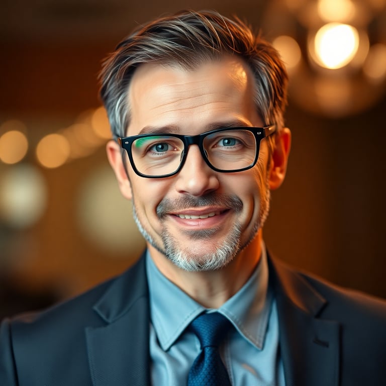 Professional man in his 40s with glasses