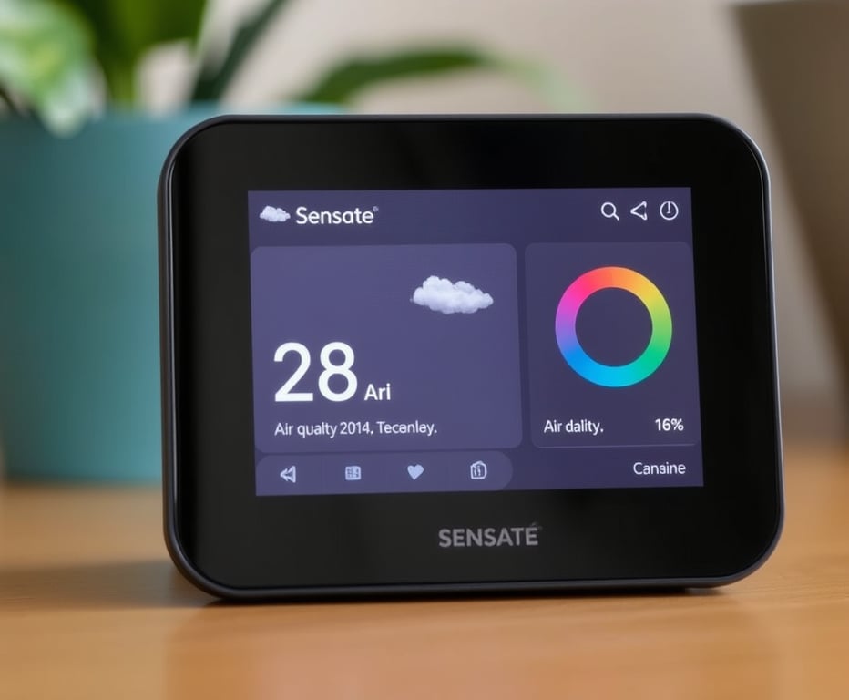 Sensate device displaying air quality information on its screen
