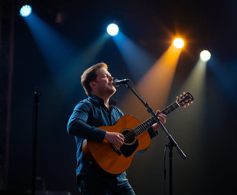 Stage Performance of an Acoustic Guitar Teacher