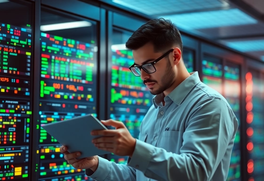 IT infrastructure specialist analyzing network architecture