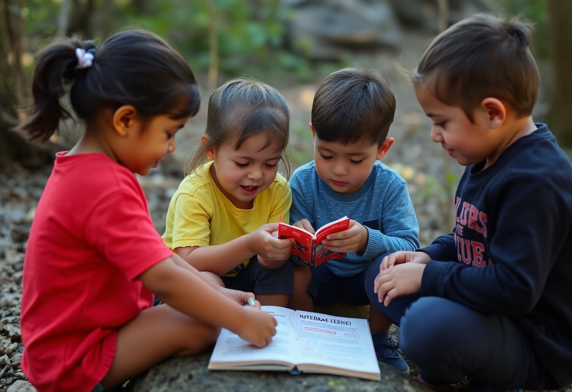 Crianças fazendo atividades ao ar livre
