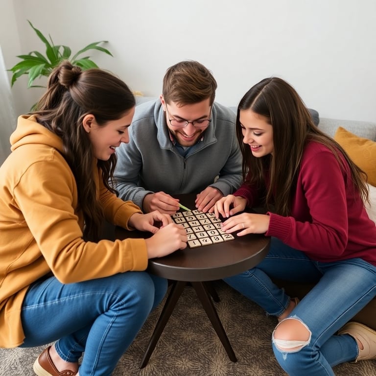 Group of friends solving riddles together