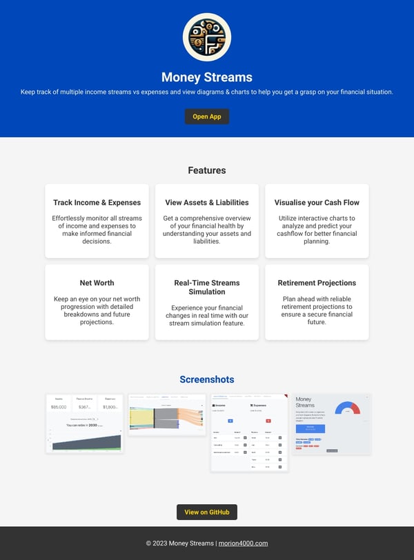Money Streams - Personal Finance Dashboard