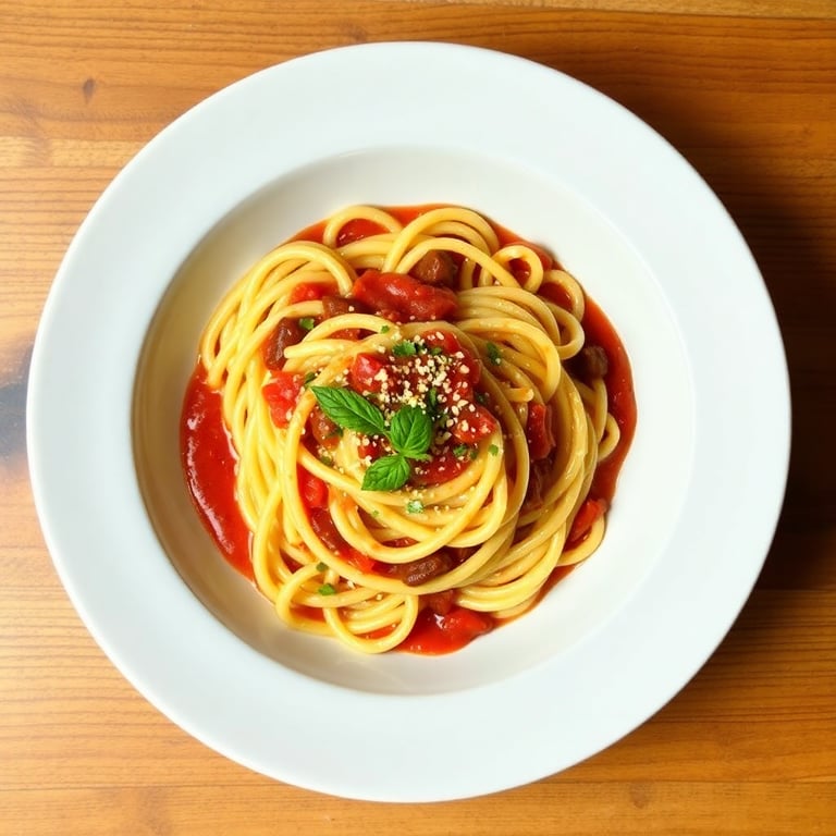 Signature pasta dish with rich sauce