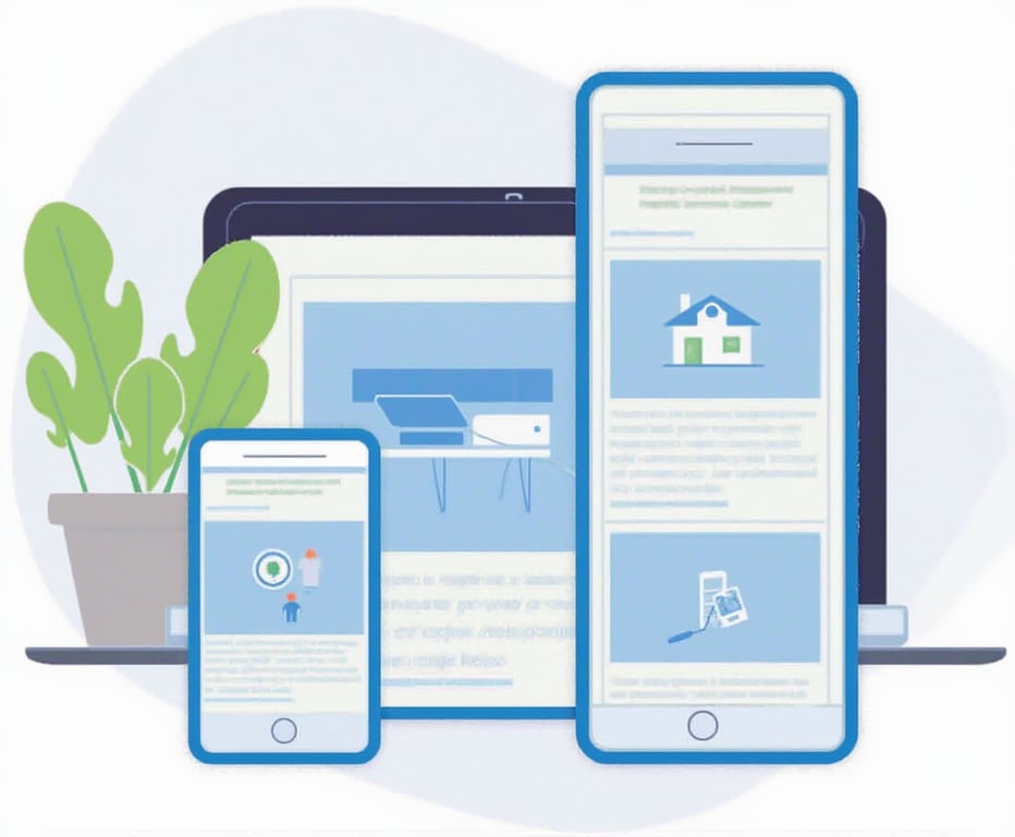 Illustration showing various devices displaying responsive landing page designs