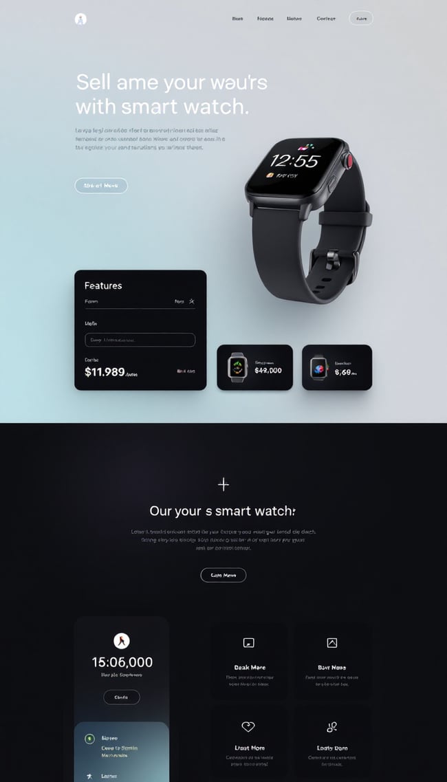 Sleek Dark Mode Smartwatch Landing Page