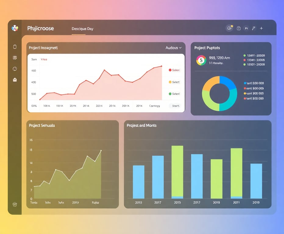 Project management dashboard with data visualization