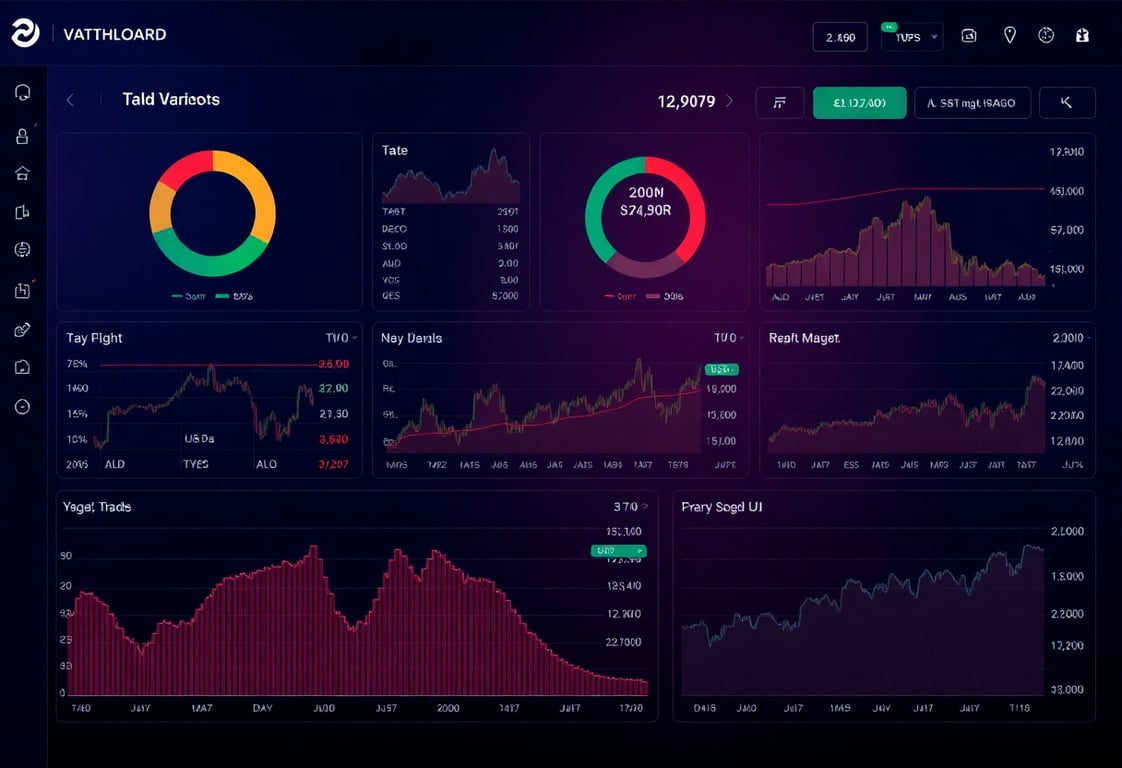 Dashboard interface showing trading statistics and real-time data visualization
