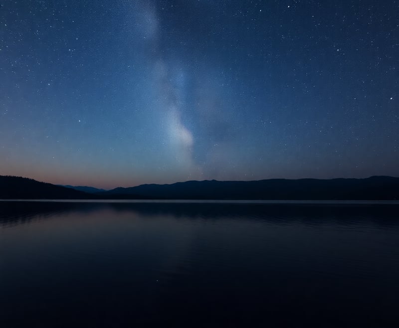 Reflejo estelar en lago sereno