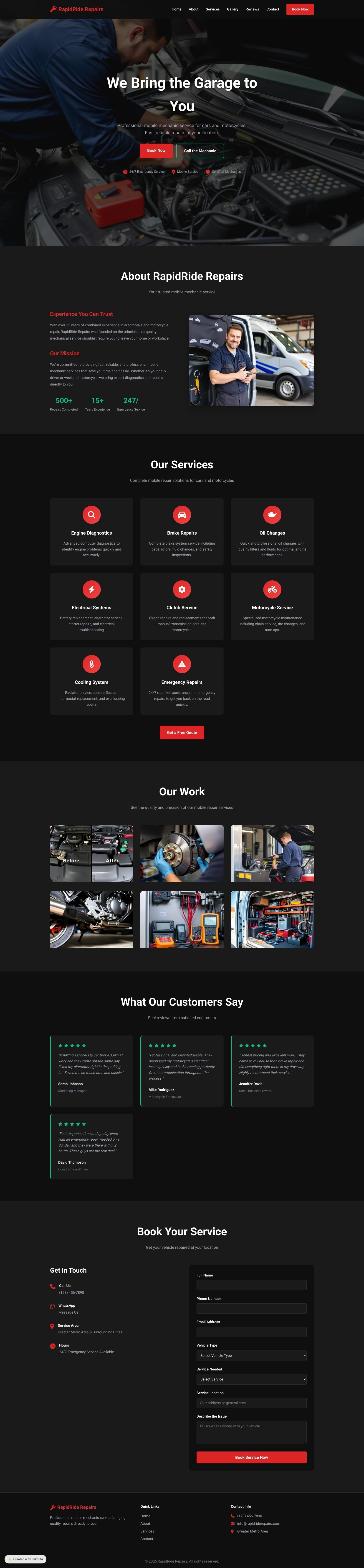 RapidRide Repairs - Mobile Mechanic Service | We Bring the Garage to You