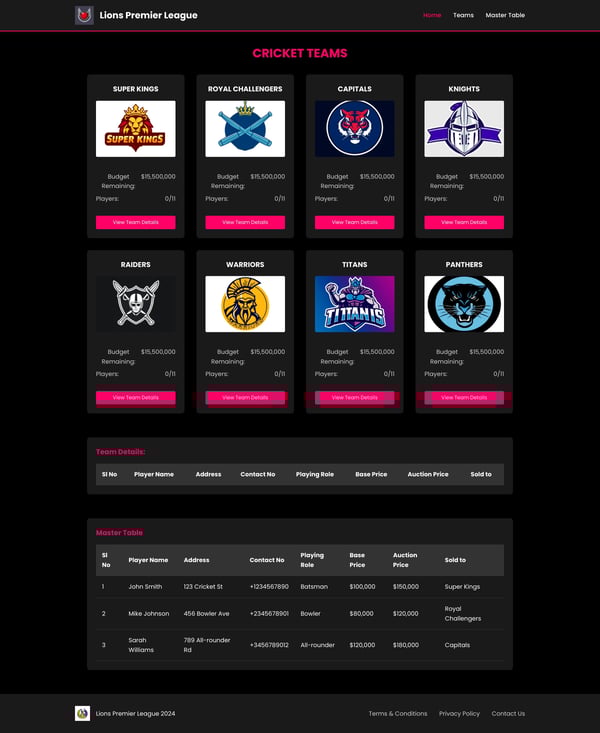 Cricket Teams Auction