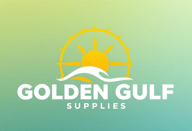 Golden Gulf Logo with Wave and Sun Design