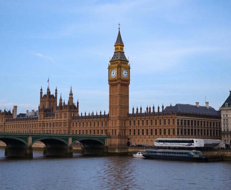 Riverfront Landmark: Clock Tower and Parliament