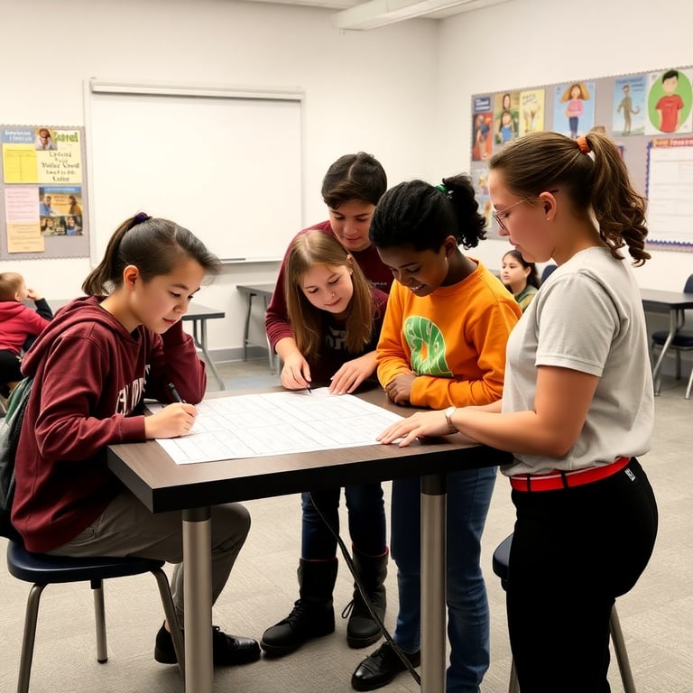Students working together on riddles