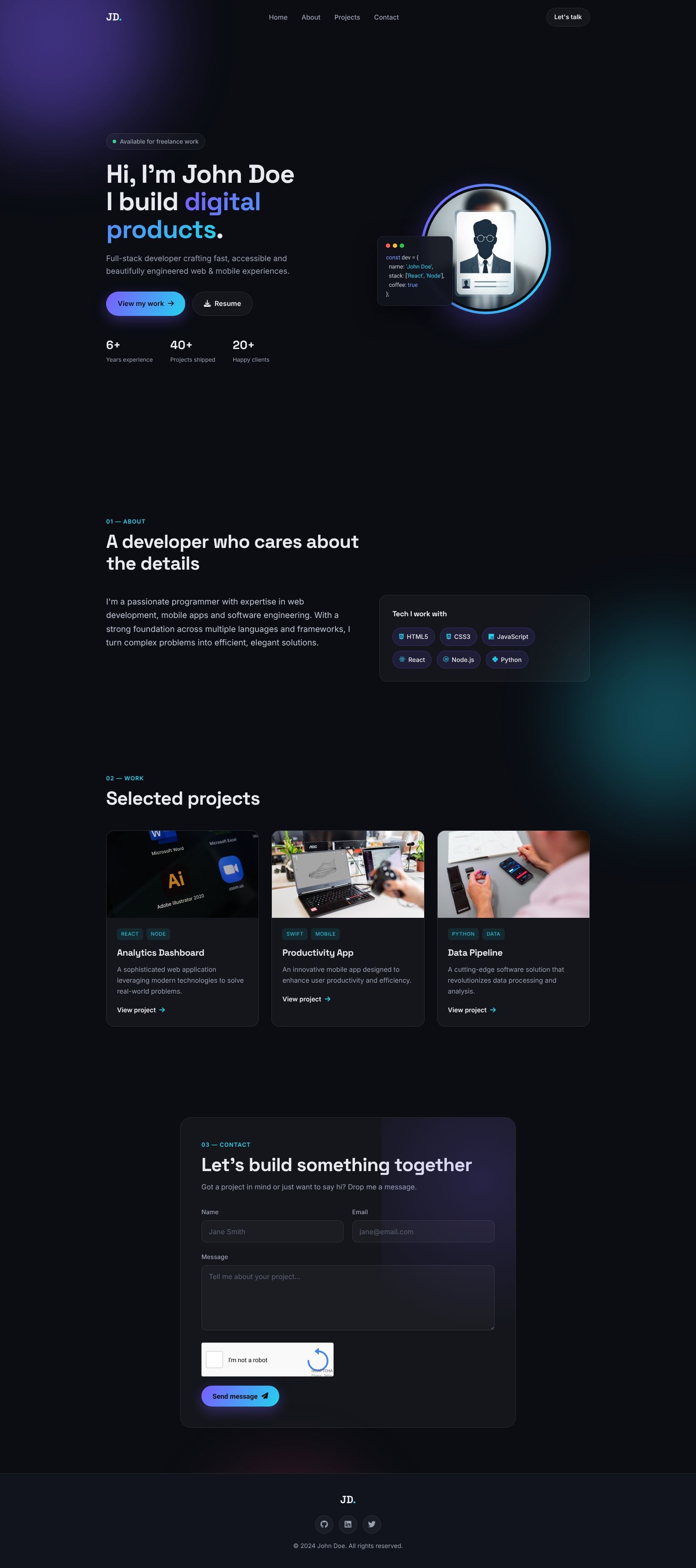 John Doe - Programmer Portfolio