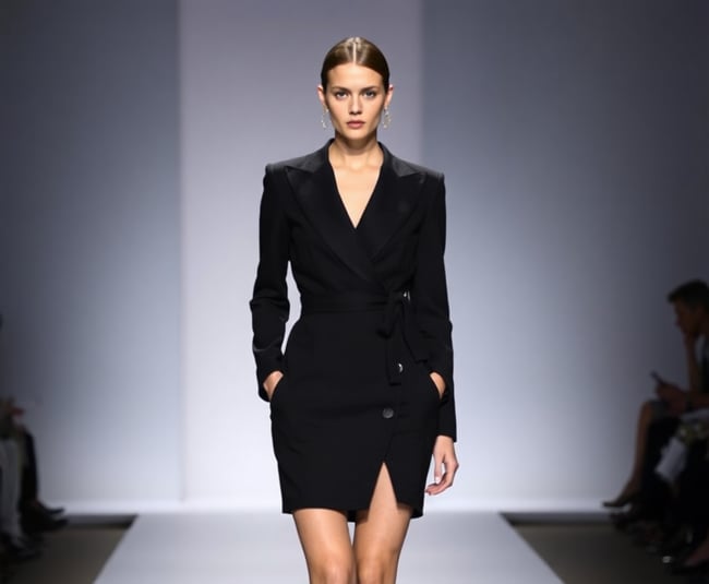 Elegant Black Wrap Dress Presentation