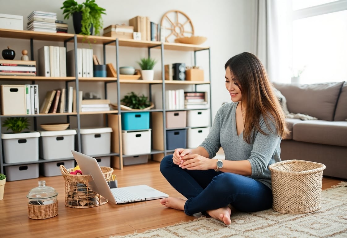 Mom organizing home and providing professional organizing services