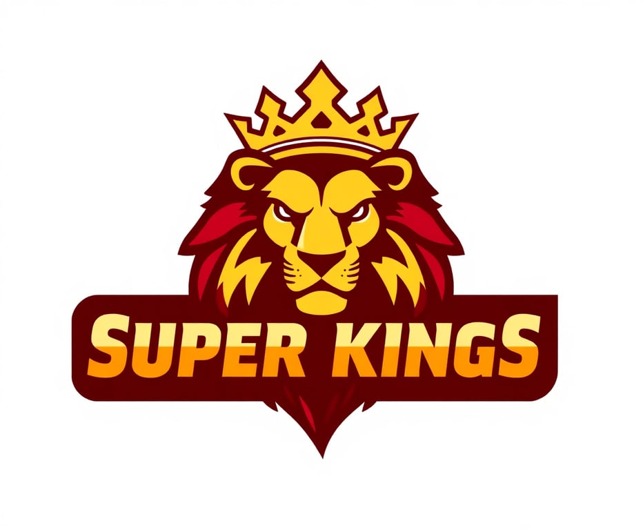Super Kings team logo featuring a lion in gold and red colors