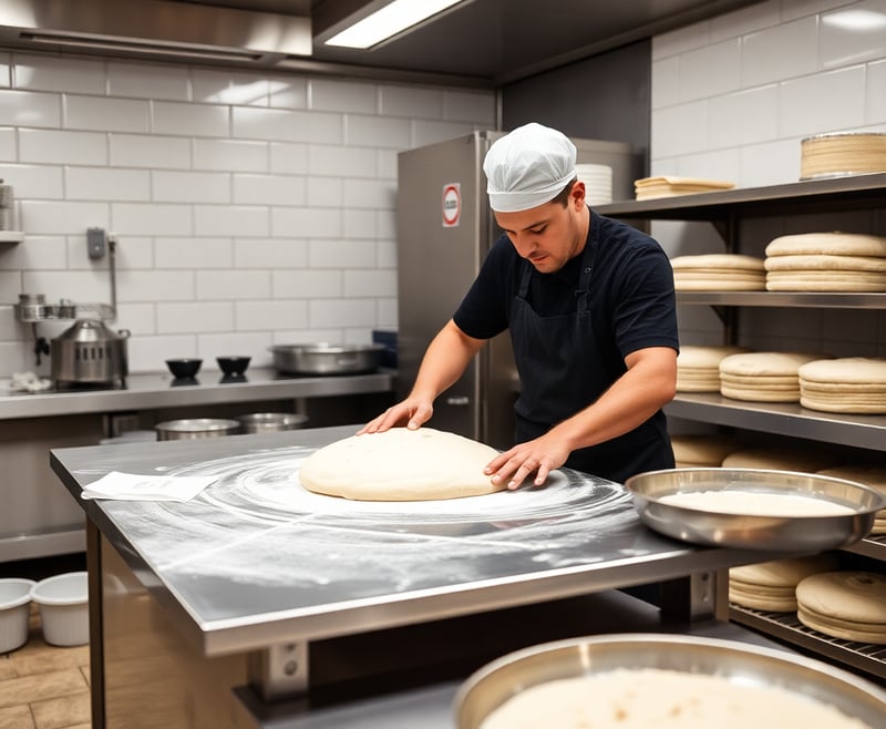 Fresh Dough Preparation in a Bakery