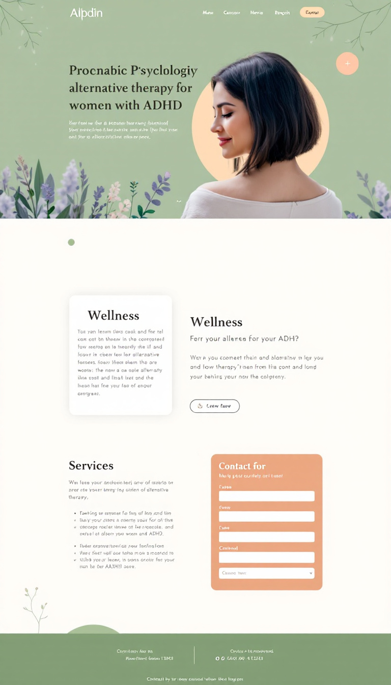 Nature-Inspired Psychologist Website for Women with ADHD