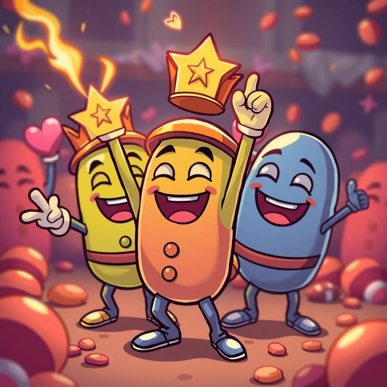 LOL Beans game characters celebrating victory