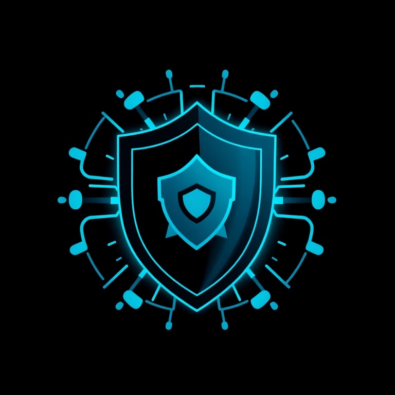 Cybersecurity company logo with shield icon