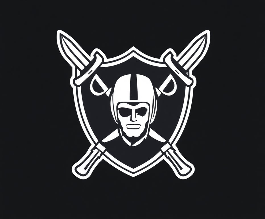 Raiders team logo with crossed swords and a shield