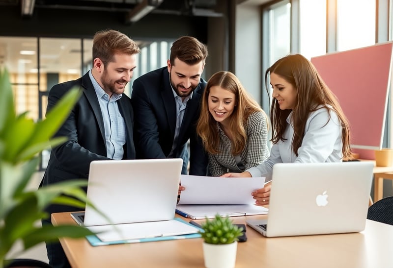 Collaborative Business Project in Modern Office