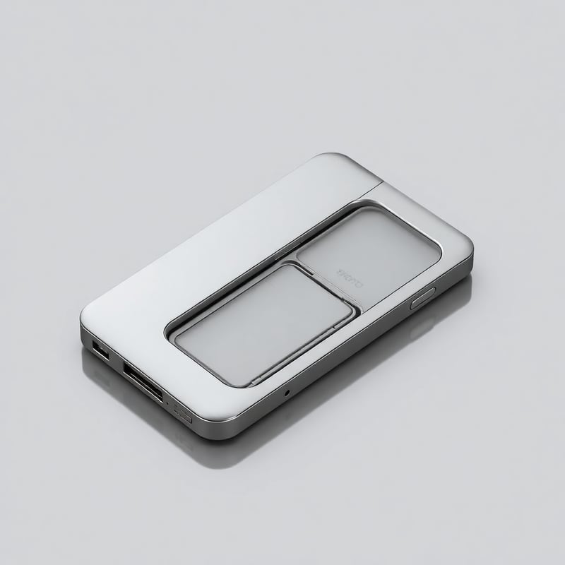 Sleek Silver Gadget with Concealed Storage