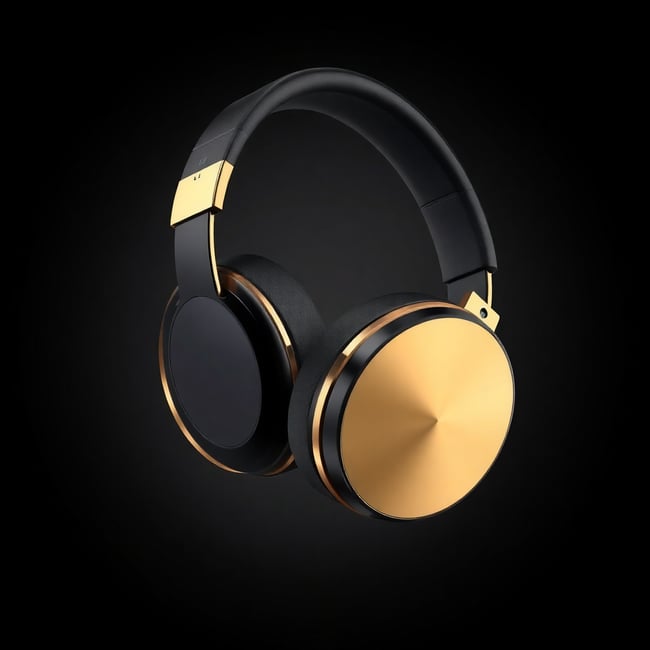 Luxurious Black and Gold Wireless Headphones