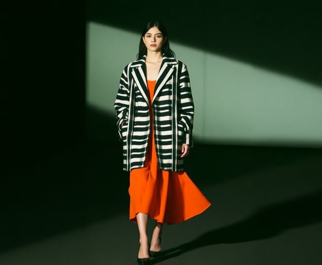 Striped Elegance with a Pop of Orange