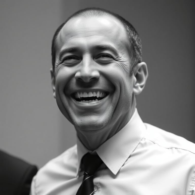 Foto de Carlos Mendes, corretor de sucesso, sorrindo em traje executivo