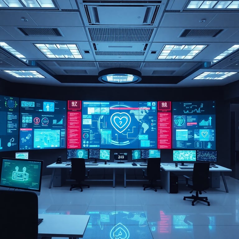 Cybersecurity command center with matrix-style interface