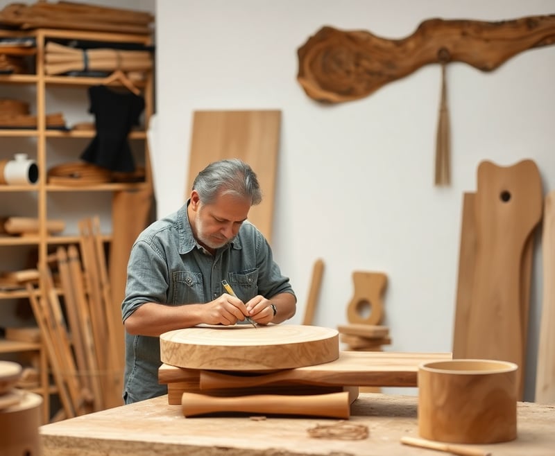 Artesanía en Madera en Taller Minimalista