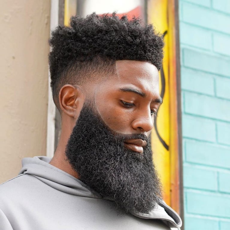 In this image show Black Men's Taper Haircut With Beard