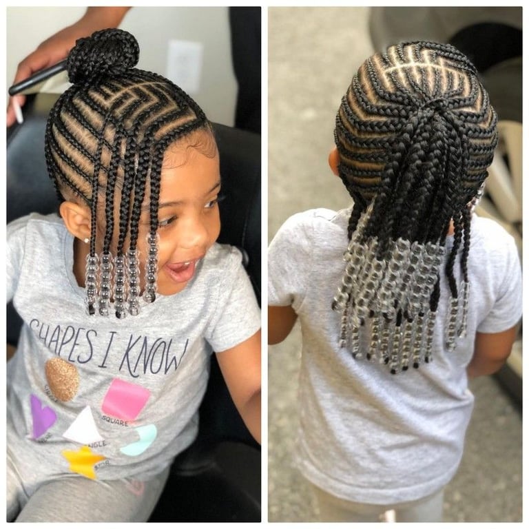 the image shows black baby girl hairstyles with beads
