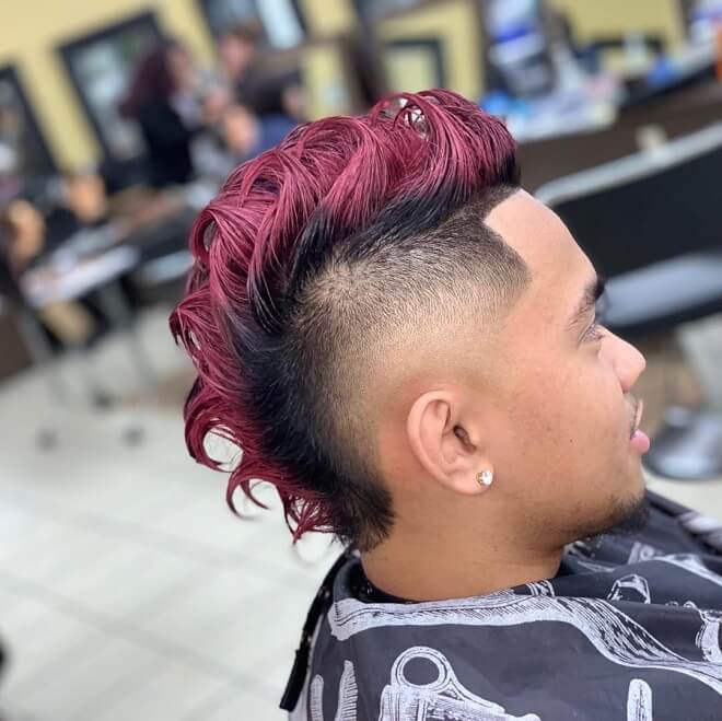 In this image show Burst Fade Mullet With Highlights