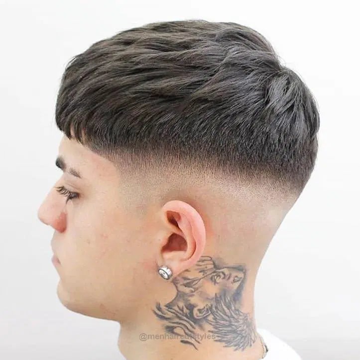 In this image show Mid Drop Fade Haircut