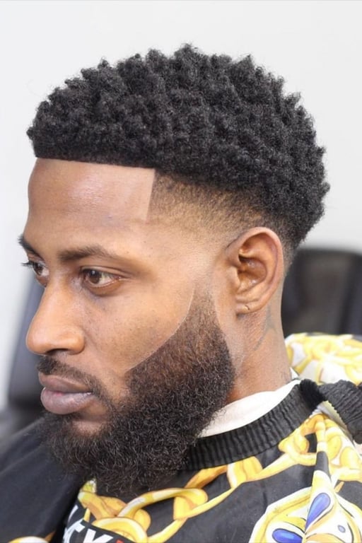 the image shows, drop fade haircut black male