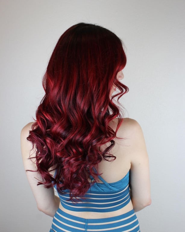 In this image show, the Dark Ruby Red hairstyles.