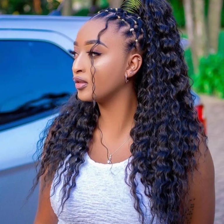 In this image show, the Scalp Braids and Free Curls hairstyles.