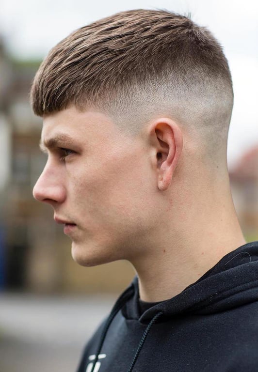 the image shows, high fade haircut