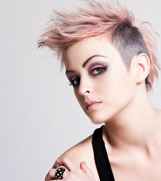 the image shows, spiky punk girl wolf haircut