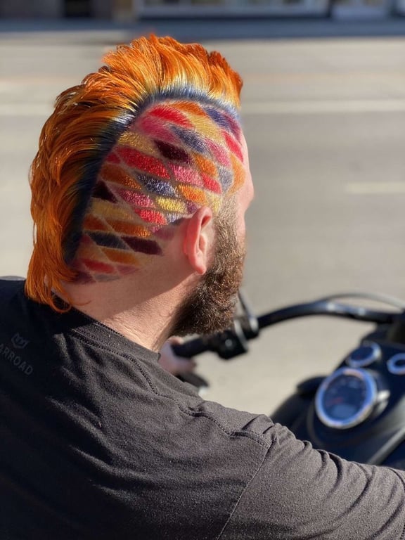 In this image show, the Multi-Colored Mohawk haircuts.